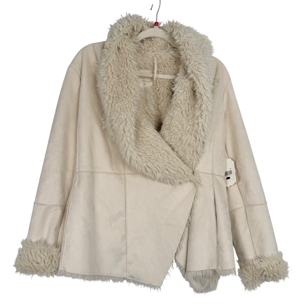 Altar'd State Neutral Faux Shearling Coat Cozy Core Winter Chic Bomber Jacket M